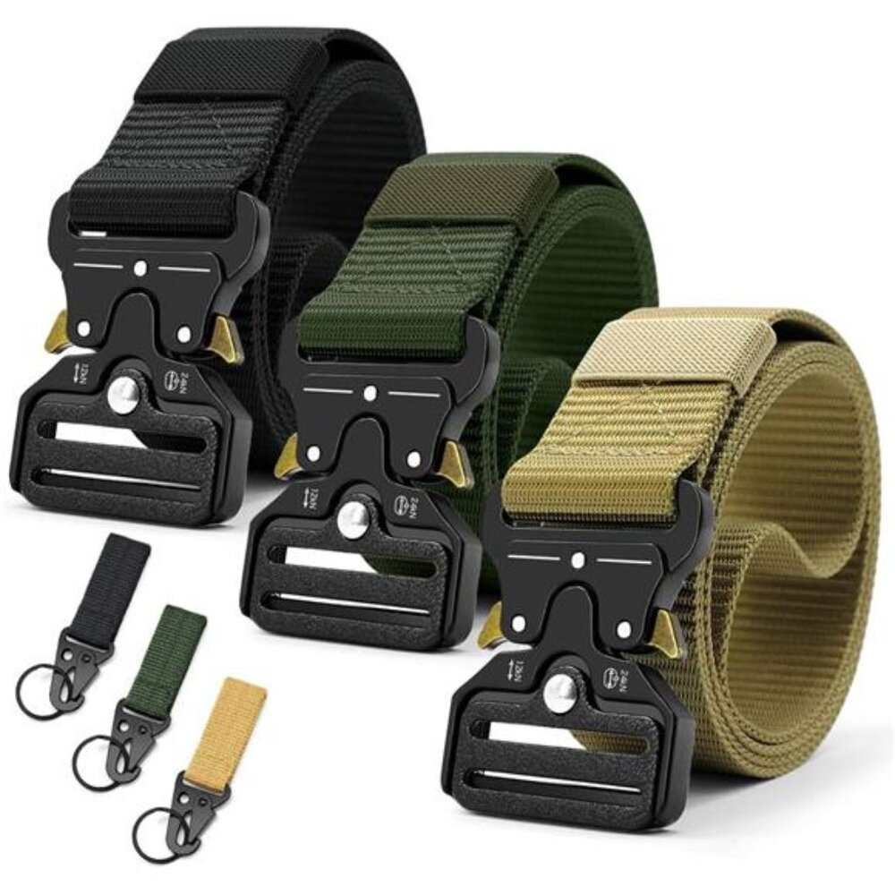 Tactical Belt for Men, 3Pack Military Nylon Web with Heavy Duty Quick